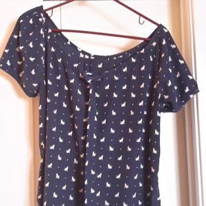 Adorable cat print blouse